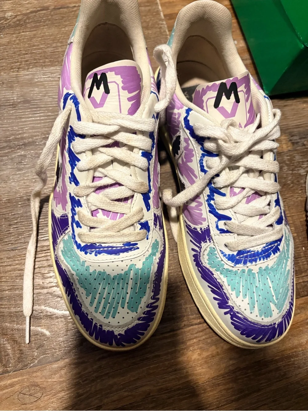 Marni VEJA women’s Sneakers in Purple, Teal & Cream with Black Accents